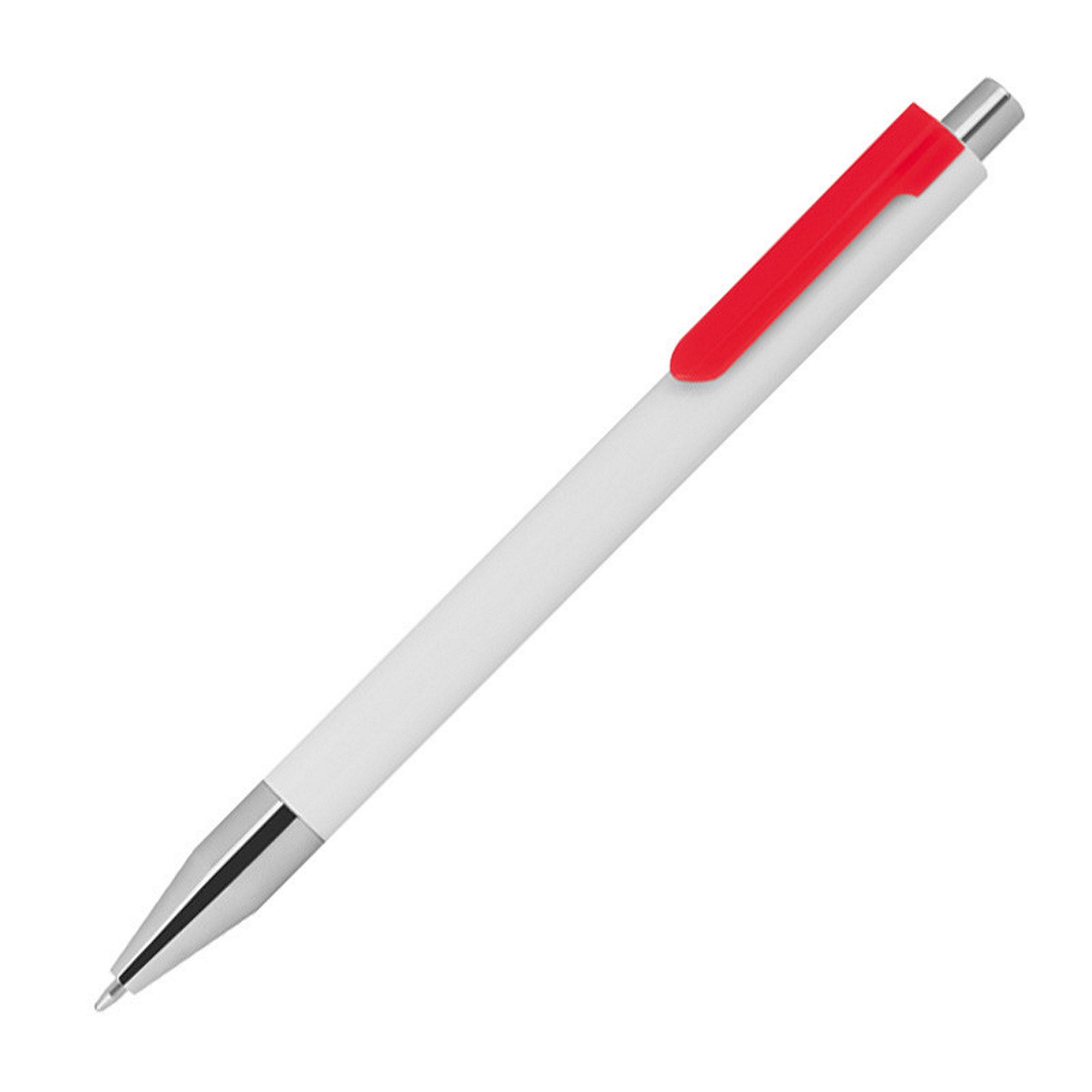 Livepac Office Kugelschreiber 10 Kugelschreiber / Farbe: weiß mit roten Clip