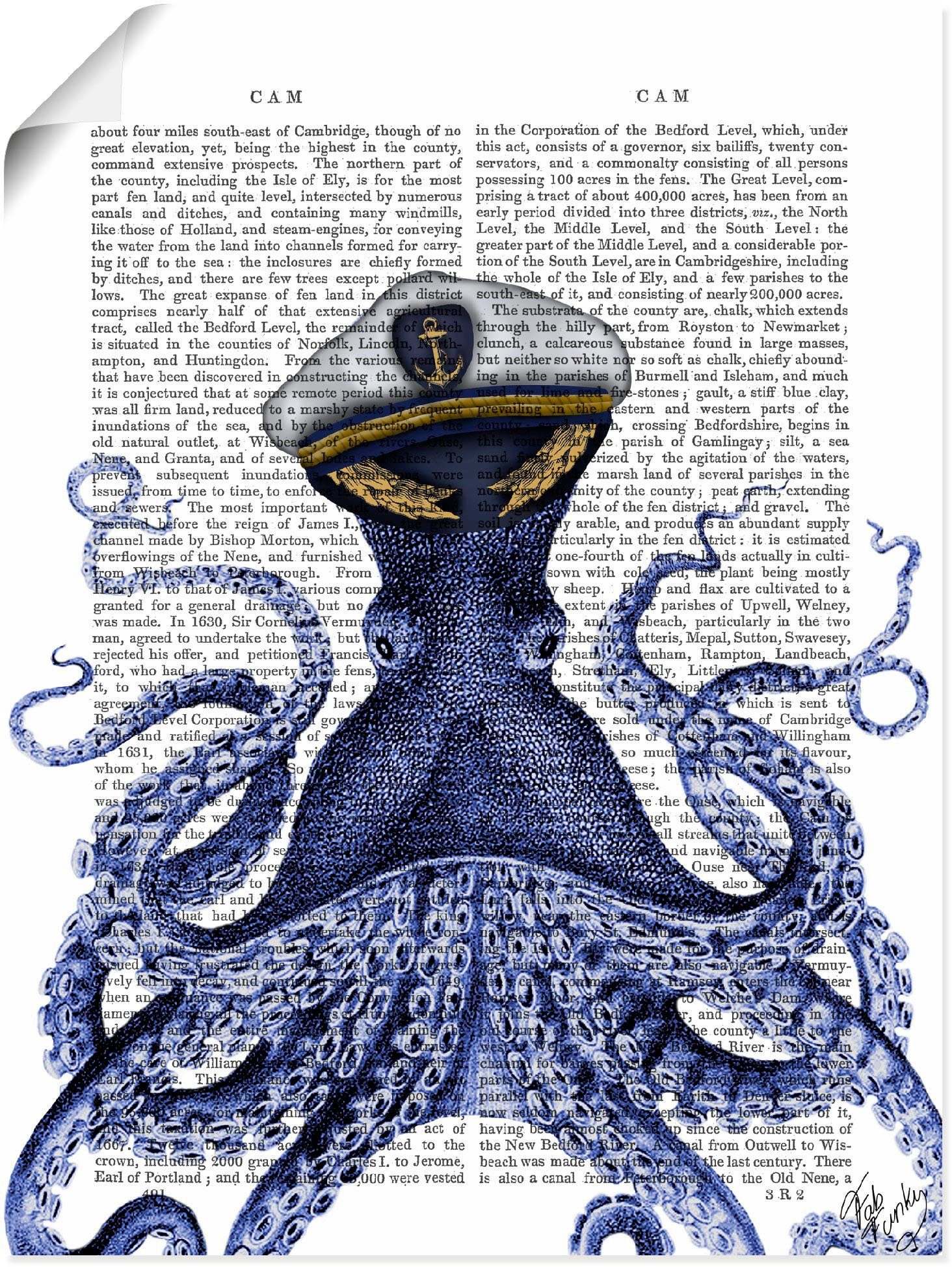 Poster Kapitän (1 Leinwandbild, St), als Artland oder Wandaufkleber Größen versch. Oktopus, Wassertiere in Wandbild Alubild,