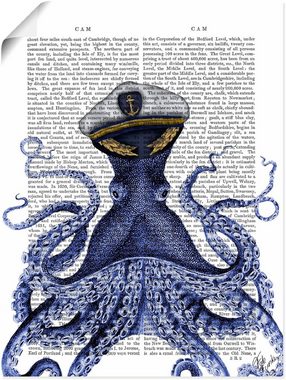 Artland Poster Kapitän Oktopus, Wassertiere (1 St), als Alubild, Leinwandbild, Wandaufkleber oder Poster in versch. Größen