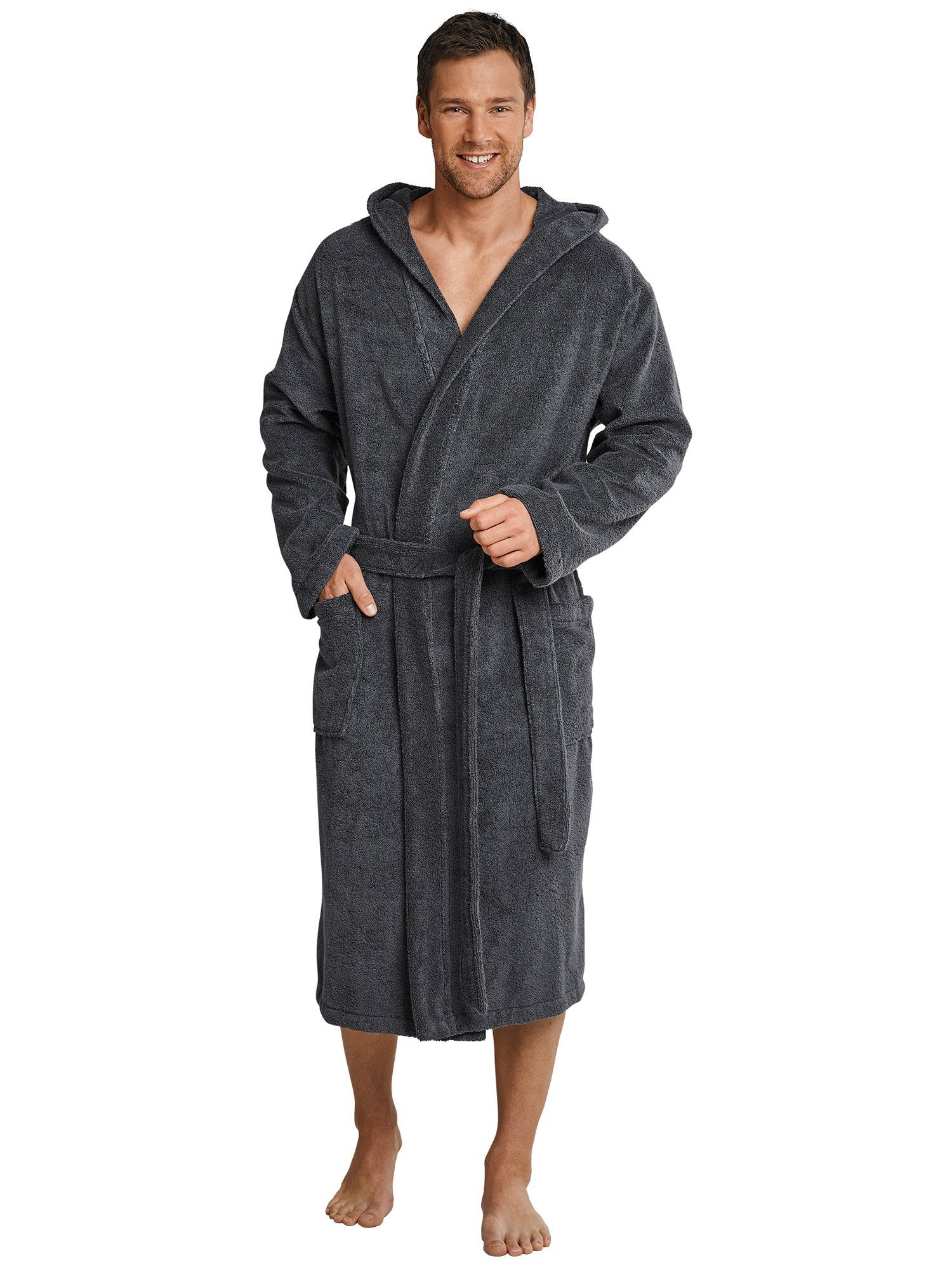 Schiesser Bademantel Essentials, Langform, Schalkragen günstig online kaufen