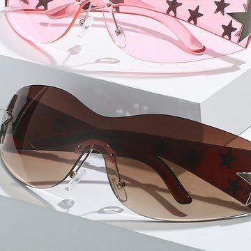Rnemitery Sonnenbrille Vintage Randlose Sonnenbrille mit Stern UV Schutz Mode Retro Brille