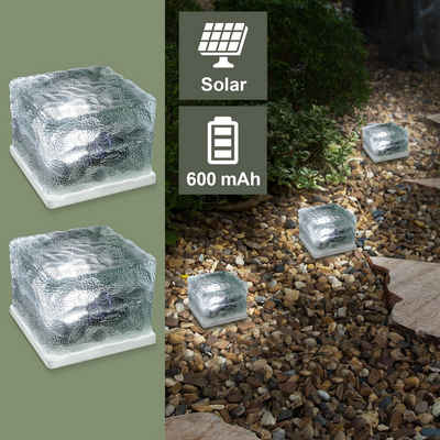 EAXUS LED Solarleuchte LED Eiswürfel Solar Cube Deko, LED fest integriert, Kaltweiß, Mit Dämmerungssensor, tolle Dekoration