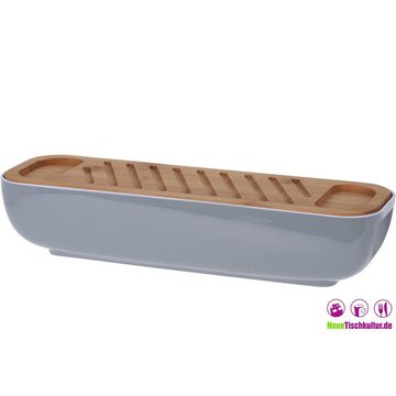 Neuetischkultur Brotkasten Brotdose mit Messer farbig sortiert, Kunststoff, Holz, (Stück, 3-tlg., 1 Brotbox mit Deckel, 1 Brotmesser)