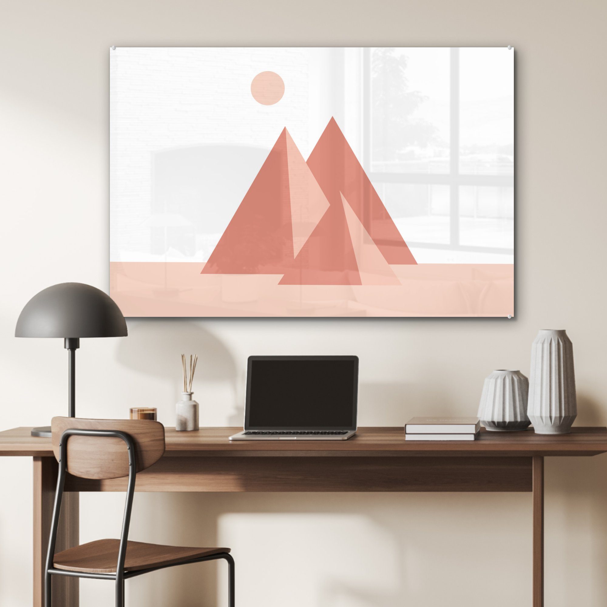 MuchoWow Acrylglasbild Illustration St), abstrakten Acrylglasbilder Pyramiden, (1 Schlafzimmer von Wohnzimmer & drei