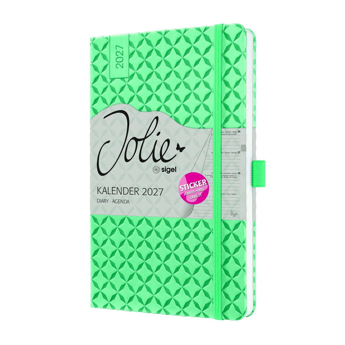 Sigel Taschenkalender Wochenkalender Jolie 2027 Hardcover ca. A5 Mint Green 174 Seiten