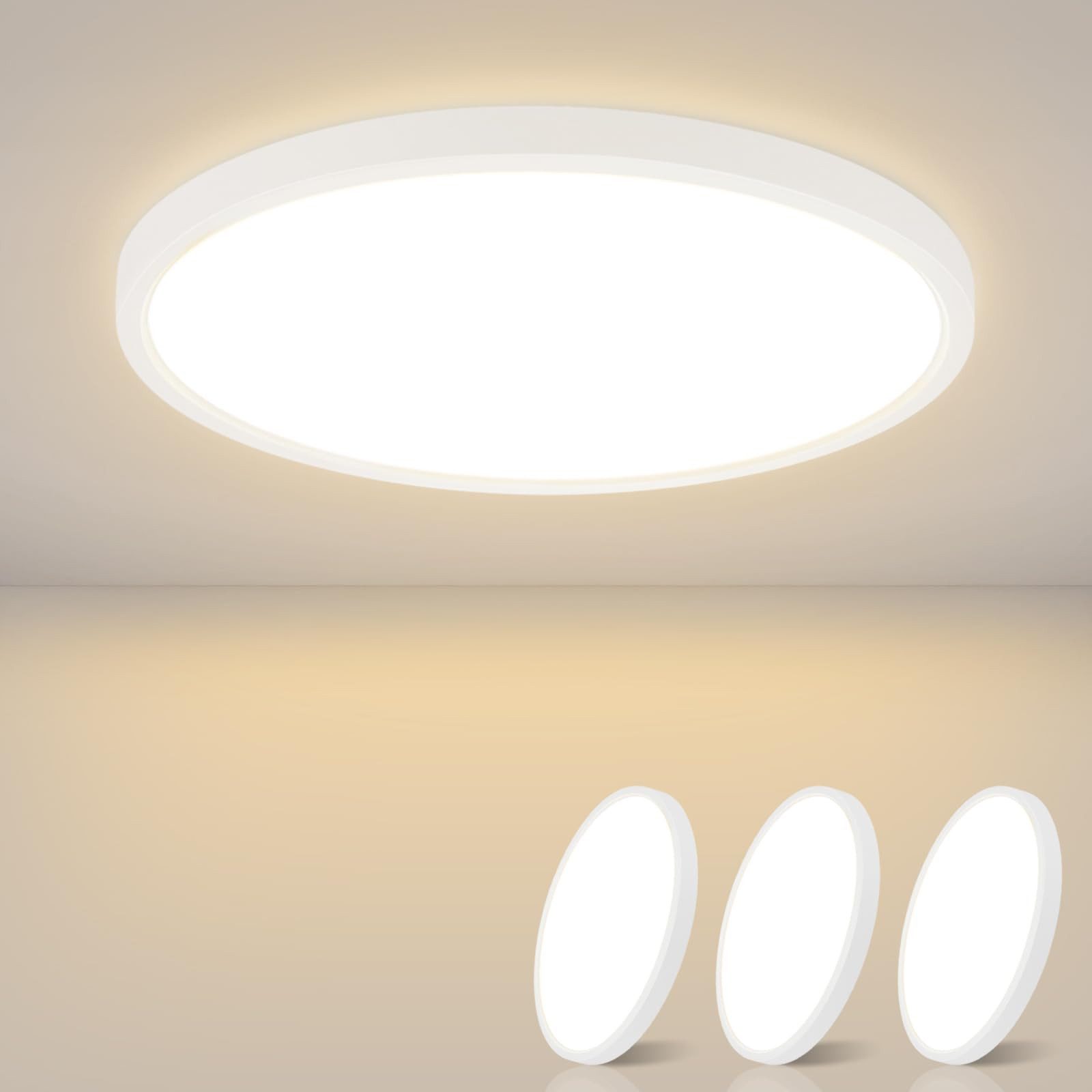 Nettlife LED Panel Ø17cm Warmweiß Panel Integriertes Design, LED fest integriert, Warmweiß, für Flur Küche Schlafzimmer