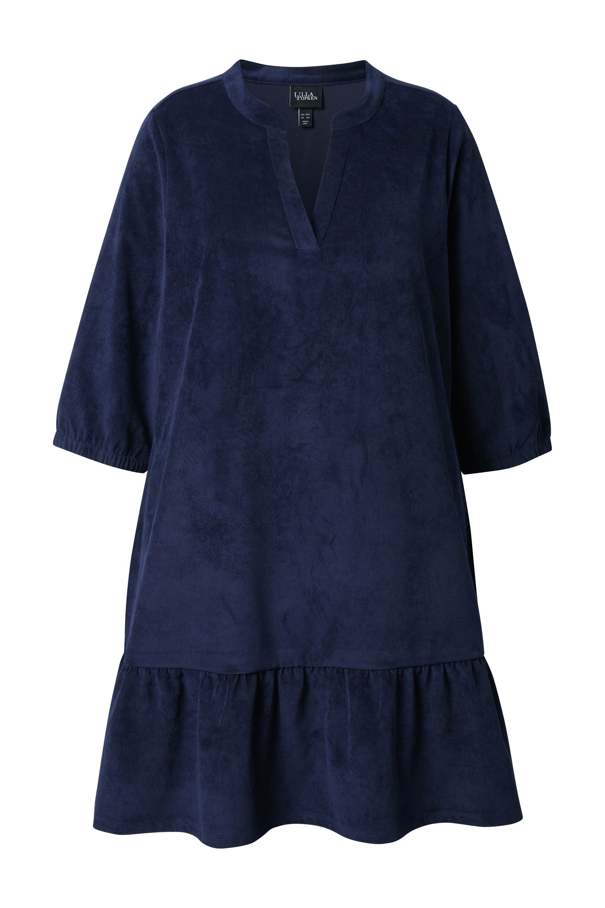 Ulla Popken Midikleid Cordkleid A-Linie Tunika-Ausschnitt günstig online kaufen