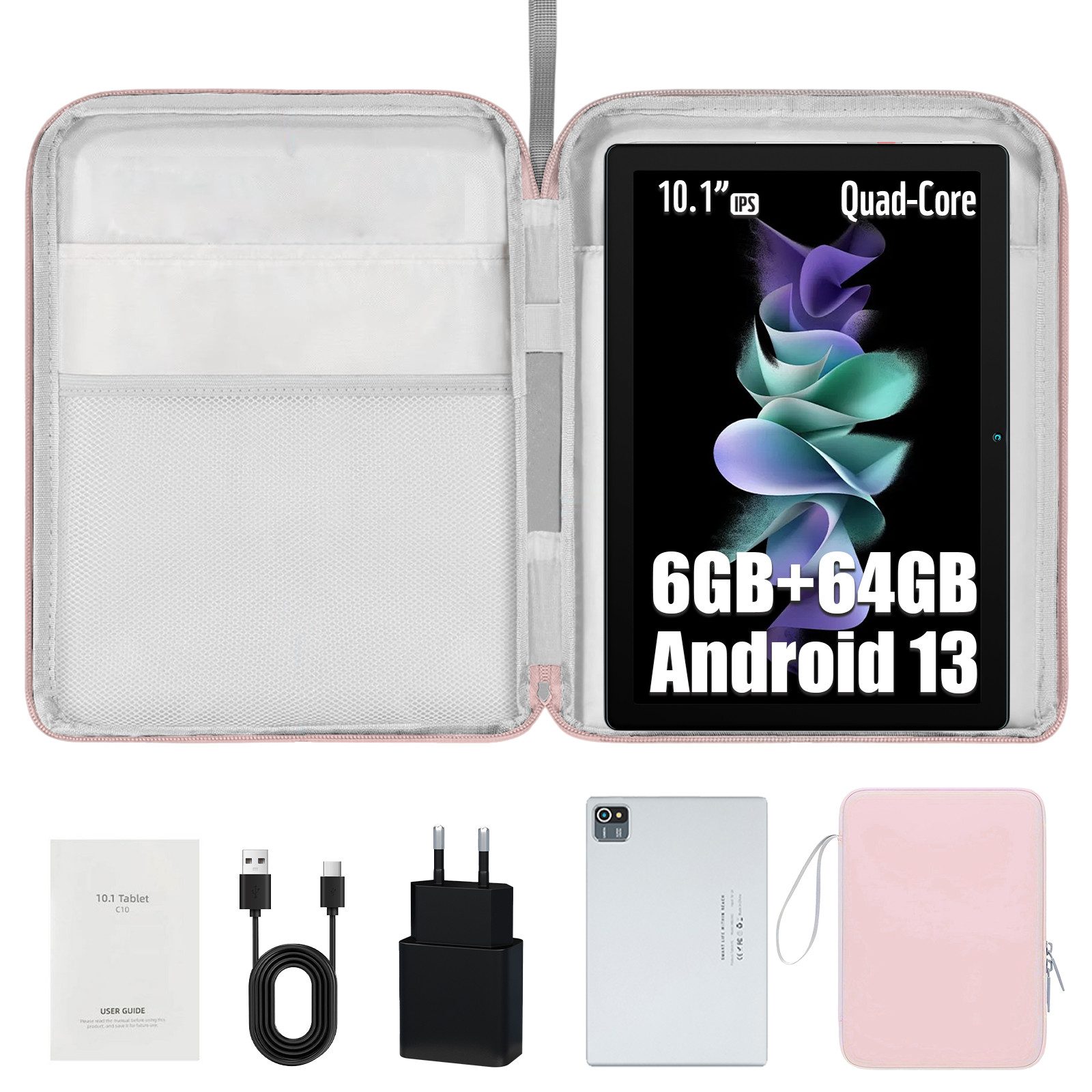 BUFO Tablet 64 GB 1280x800 IPS 5000 mAh Android Tablet (10", 64 GB, Android, WiFi, Große Kapazität)