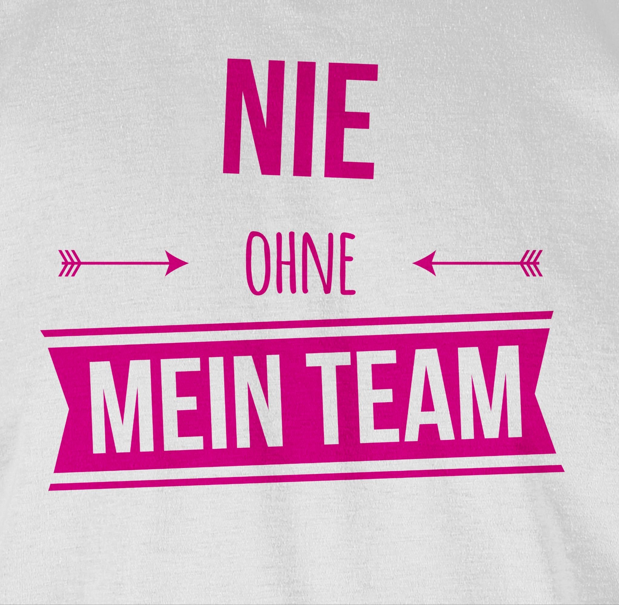 Sprüche Pink T-Shirt mein Team Nie Statement ohne Shirtracer 2 Weiß