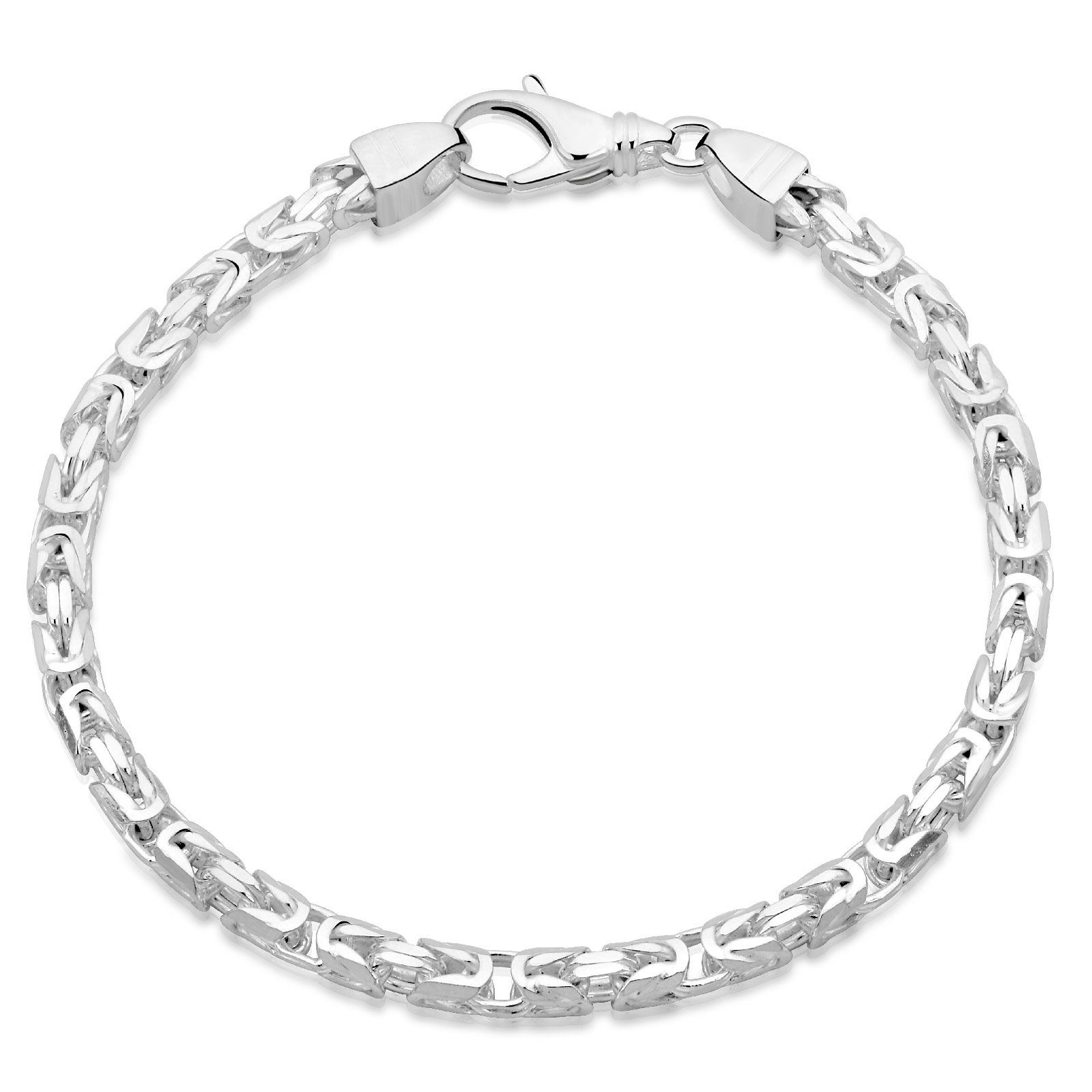 Tony Fein Silberarmband Königsarmband 3,8 mm 925er Sterling Silber, Made in Italy für Damen und Herren