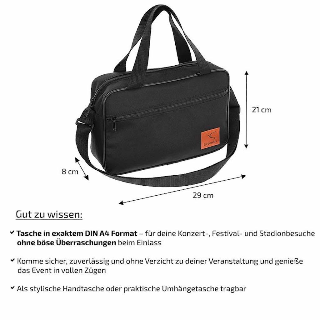 Granori Umhängetasche DIN A4 Konzert Tasche für Stadion, Festival & Sportveranstaltungen, mit verstellbarem Schultergurt & viel Platz, für Damen & Herren