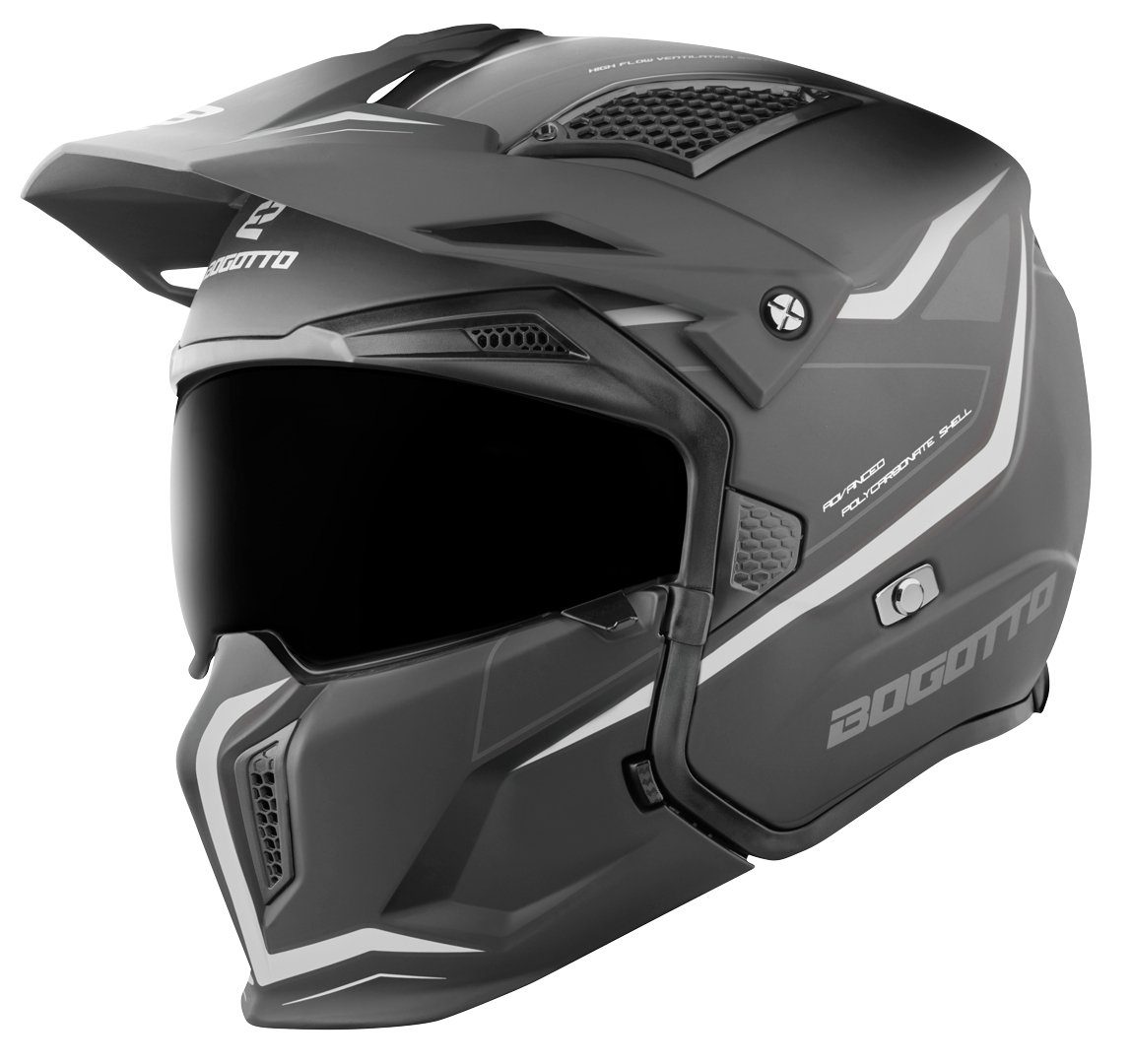 Bogotto Motorradhelm Radic WN-ST 22.06 Helm, Herausnehmbares Innenfutter,integriertes Sonnenvisier – Bild 2 von 5