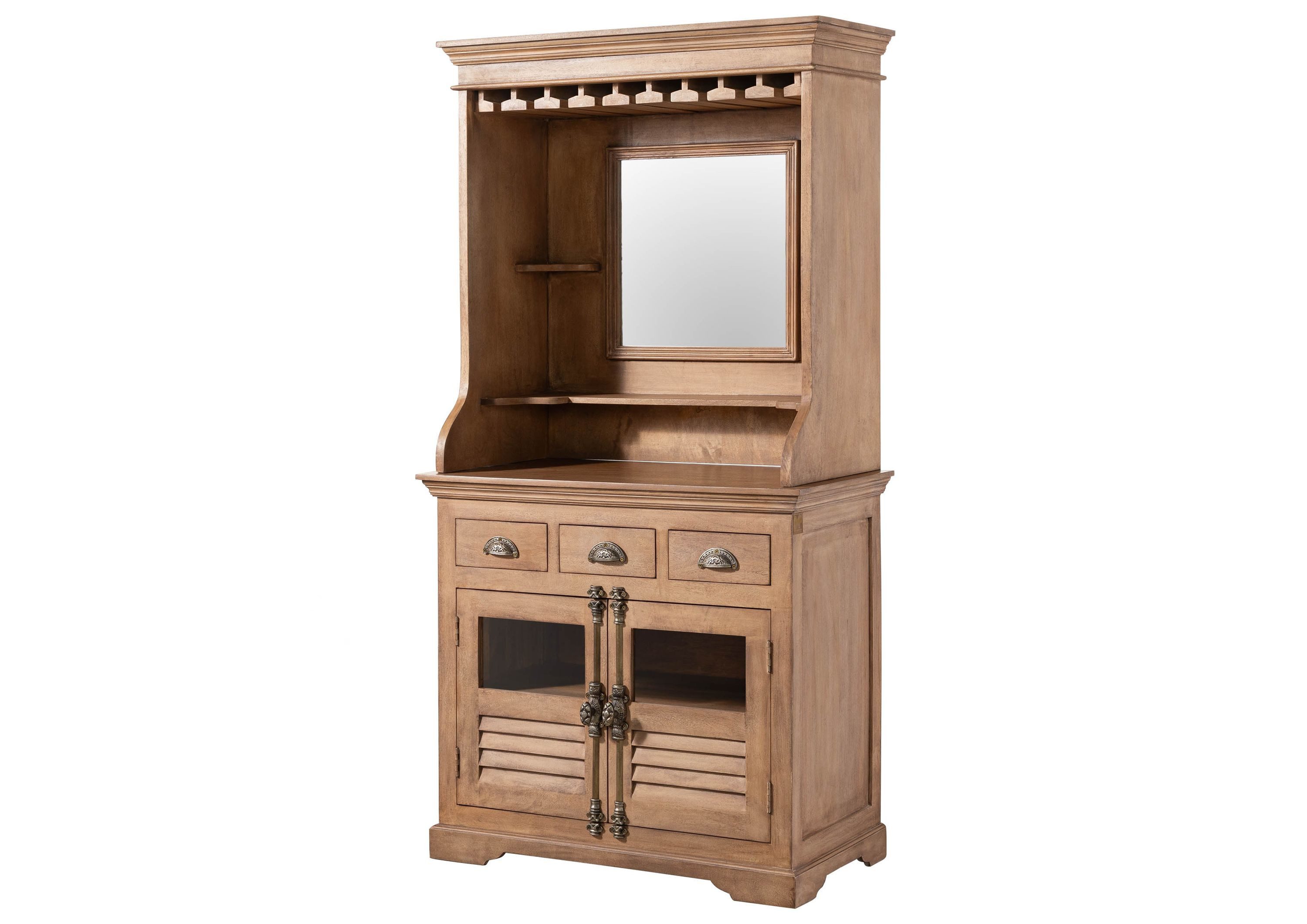 Massivmoebel24 Barschrank TOULOUSE (Mango 98x51x190 beige geölt TOULOUSE #05) Mango 98x51x190 beige geölt TOULOUSE #05