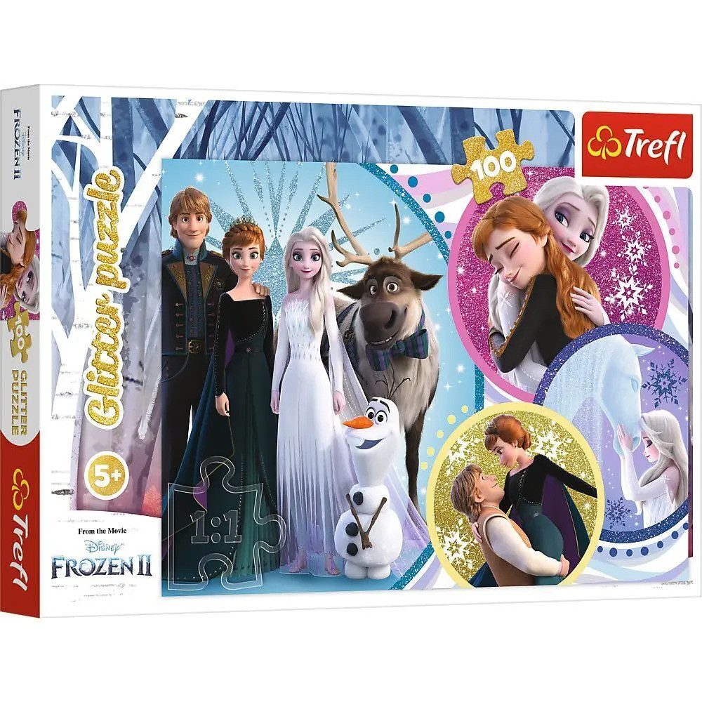 Trefl Puzzle Disney Frozen Glitterpuzzle, Im Schein der Liebe (Kinderpuzzle), 199 Puzzleteile