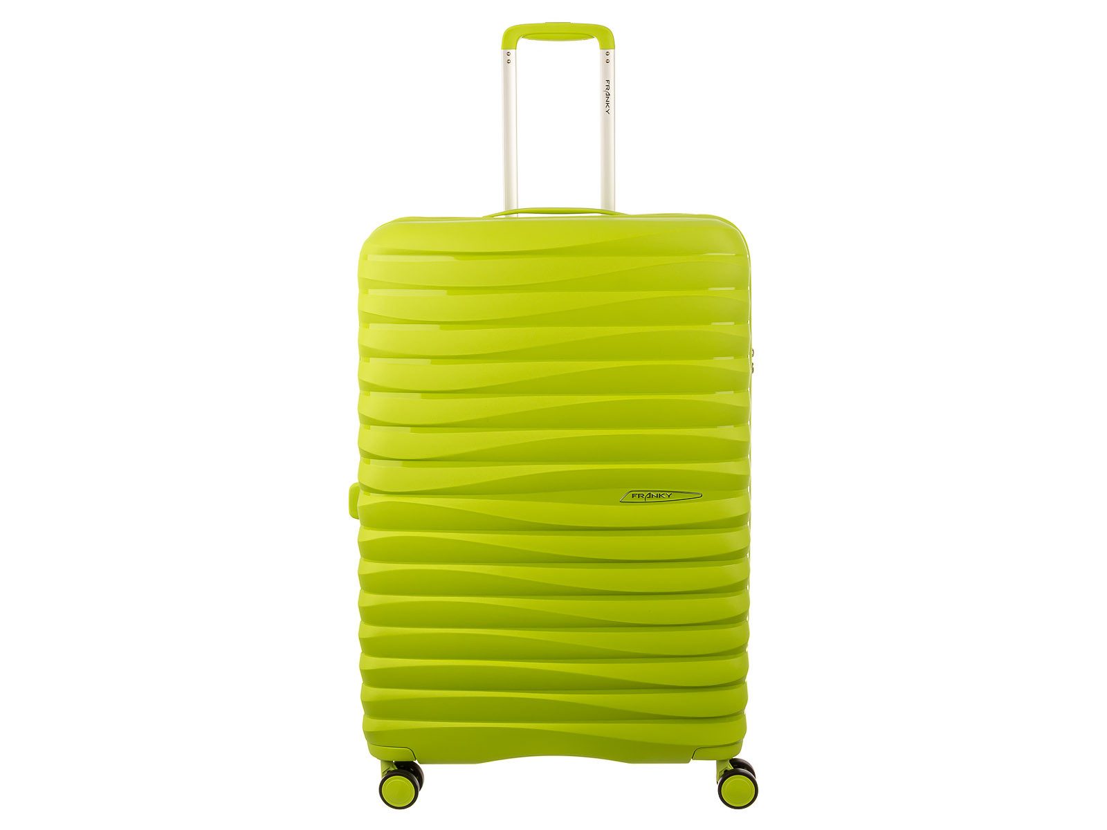 Franky Hartschalen-Trolley PP18 Trolley Hartschalenkoffer Spinner Gr. L, 4 Doppelrollen Rollen, Dehnfalte TSA Schloss
