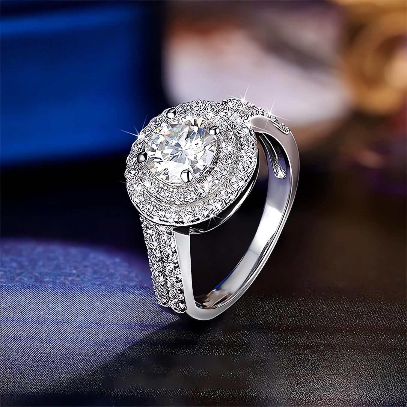 Jumpeak Diamantring Ring Gold Damen 1ct 14K Gold E VS2 3EX Rund Diamantring für Hochzeit, Lab Grown Diamant Ring, Verlobungsring, Geschenk für Muttertag