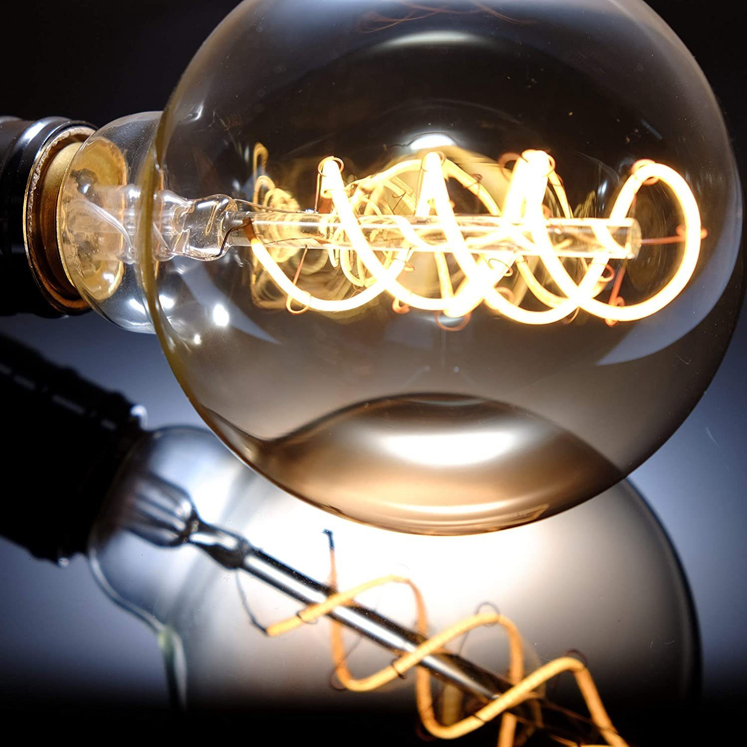 ZMH LED-Leuchtmittel LED Edison Glühlampe G125 Retro Glühbirne Warmweiß Antike Bulb, E27, 1 St., Warmweiß, für Nostalgie im Haus Café Restaurant – Bild 4 von 5