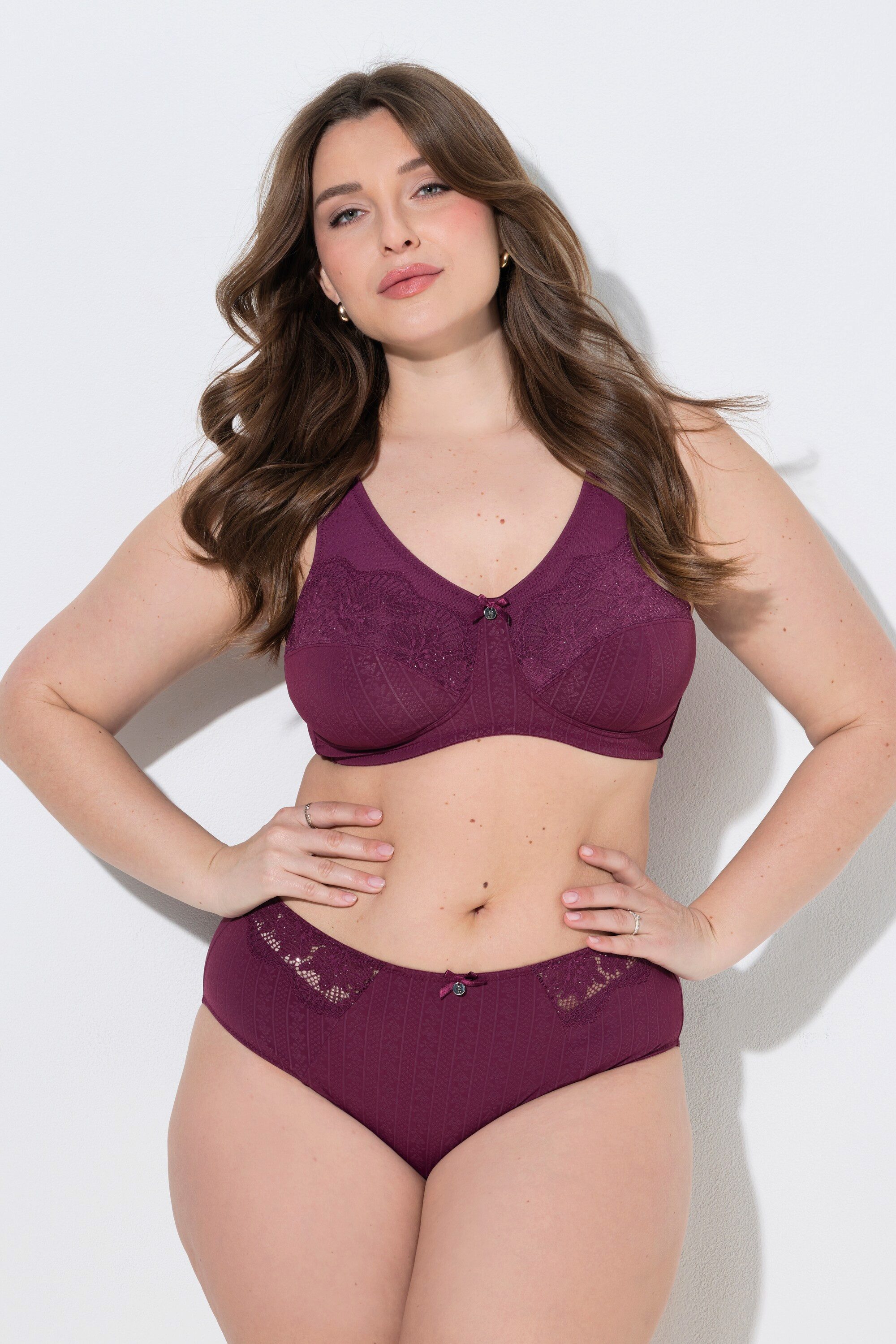 Ulla Popken Midislip Midislip Jacquard seitliche Spitze
