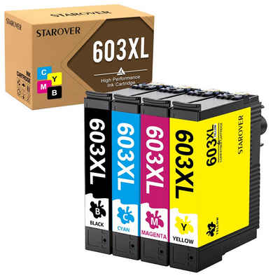 STAROVER 4er 603 Druckerpatronen für EPSON 603XL Multipack Tintenpatrone (XP-4105 XP-4150 XP-4155 XP3105 XP-3150, WF-2810 WF-2830 XP-2100 XP-2105 XP-2150 XP-2155 XP-3100)