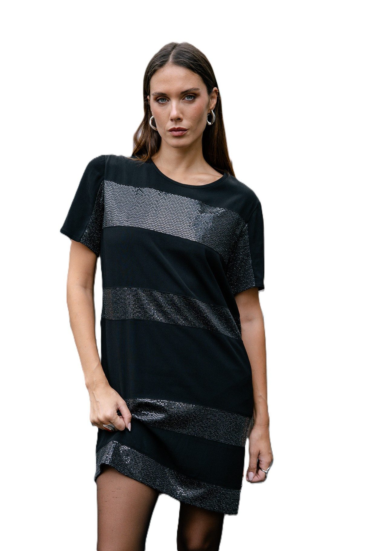 Freeman T. Porter Minikleid Ritchie Stripe - Pailletten-Kleid - Midikleid - Shirtkleid