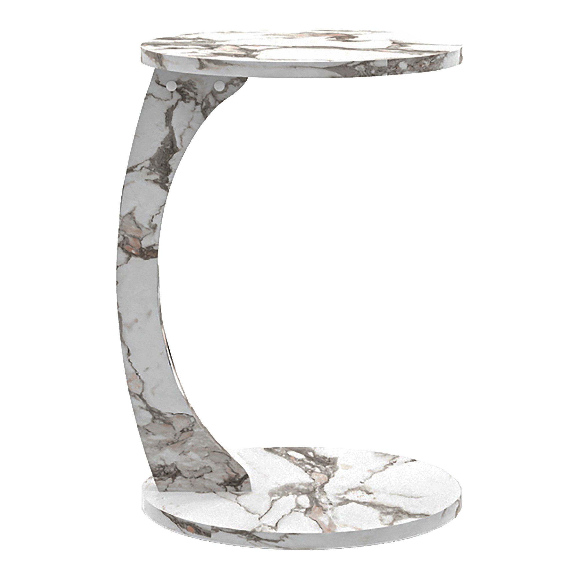 en.casa Beistelltisch, »Holeby« C-Form mit 4 Rollen rund 56xØ38 cm Marmorop günstig online kaufen