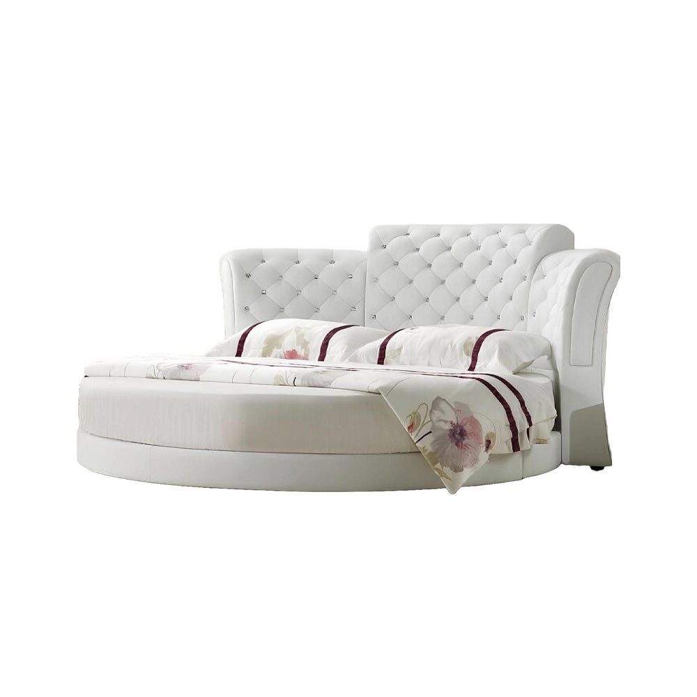 Rundbett Luxuriöses Doppelbett aus Leder mit rundem Design für Schlafzimmer