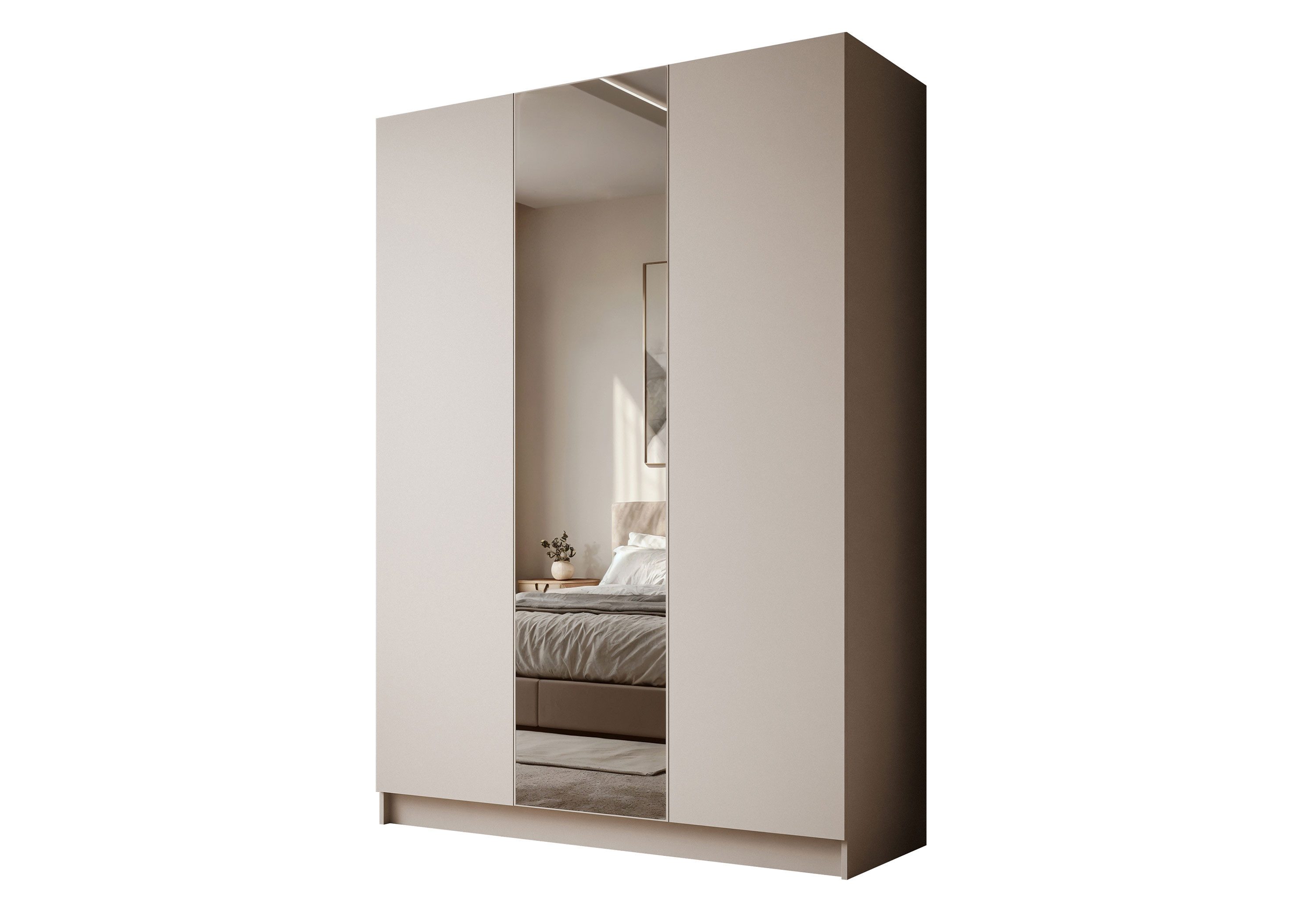 Lookway Kleiderschrank AUREL 3D KASCHMIR mit Spiegel Drehtürenschrank mit 3 Türen 100x210x57 cm