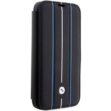 BMW Handyhülle Bookcase iPhone 14 Pro Max Echtleder schwarz aufstellbar 6,7 Zoll, Kantenschutz
