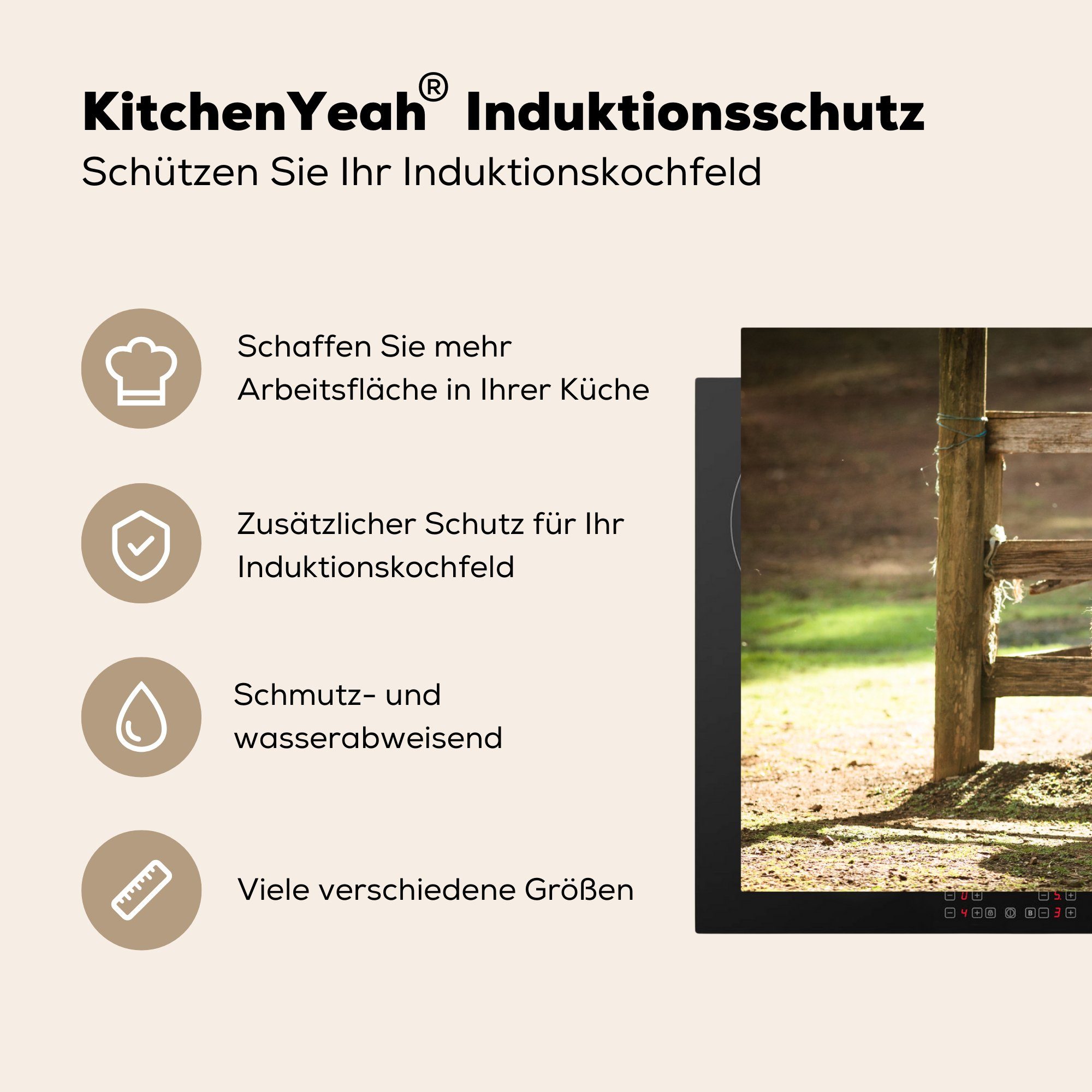 küche, (1 die MuchoWow Baby Herdblende-/Abdeckplatte Mutti, cm, Induktionsmatte 85x52 - für Alpaka tlg), Vinyl, - Ceranfeldabdeckung