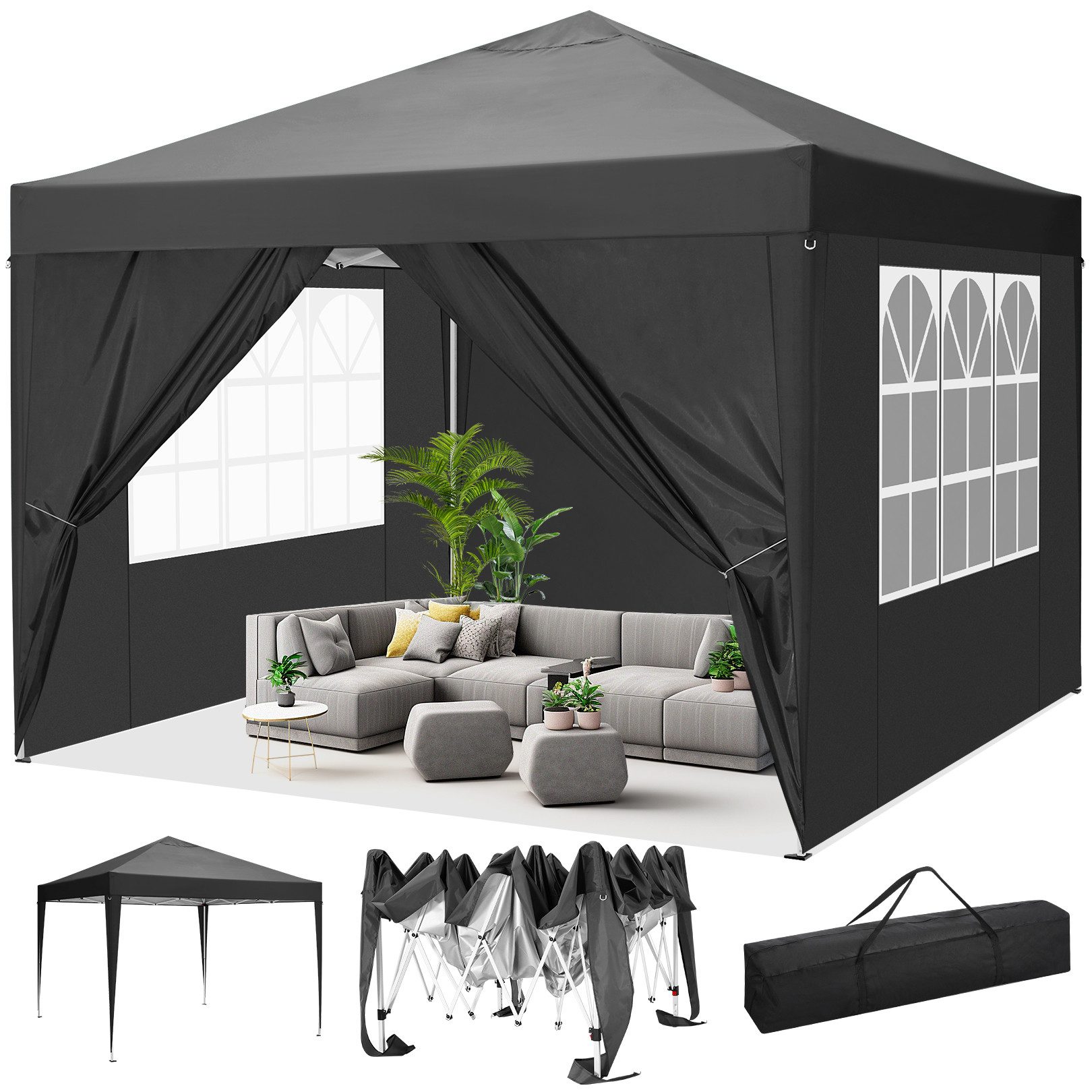 LUCKZON Pavillon 3x3m Pavillon, wasserdicht,UV-Schutz 50+, günstig online kaufen
