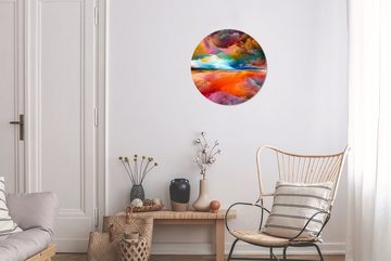MuchoWow Gemälde Gemälde - Ölgemälde - Abstrakt - Wolken, (1 St), Kreis Wanddekoration Forex, Rundes Wandbild, Wohnzimmer, 30x30 cm
