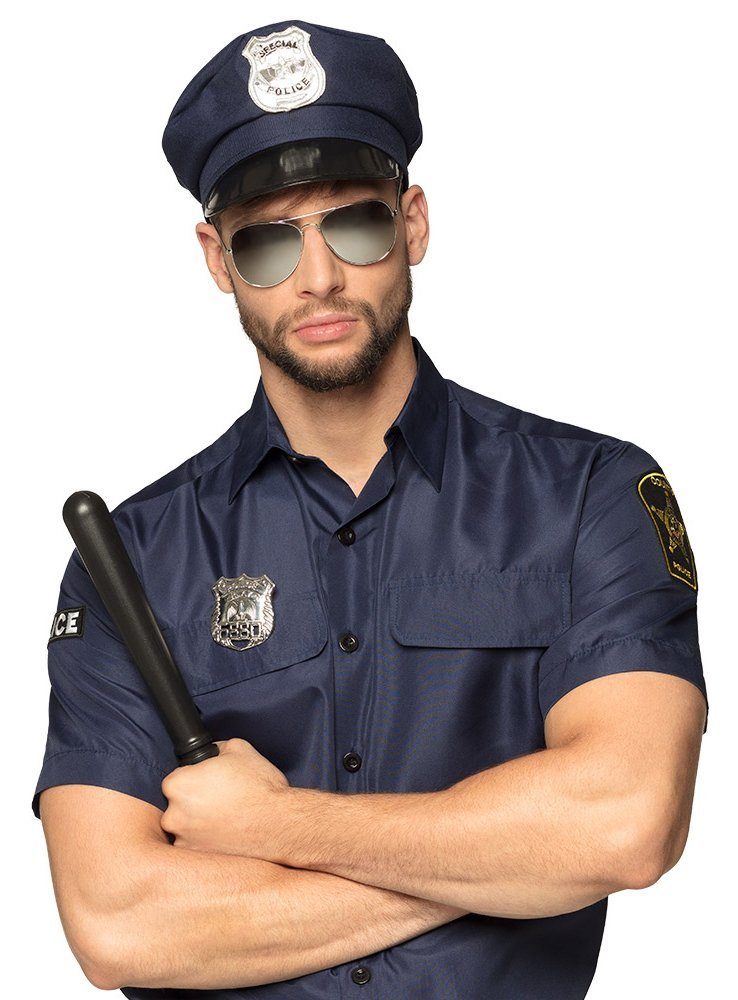 Boland Polizei-Kostüm US Cop Accessoire-Set, Mütze, Marke, Sonnenbrille und Gummiknüppel - fertig ist der US Poli