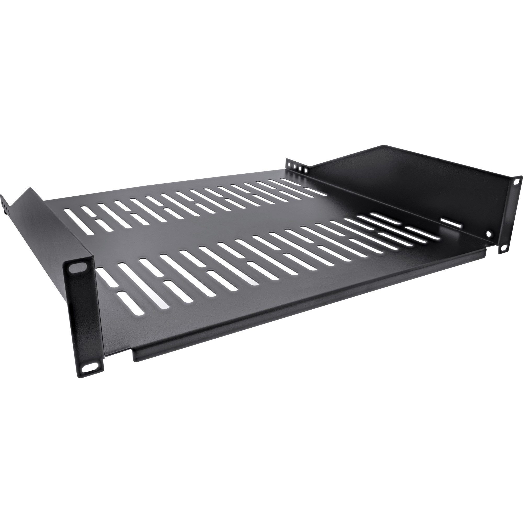 InLine® 19" Fachboden, 400mm, 20kg, 2HE, RAL 9005 schwarz Netzwerk-Patch-Panel