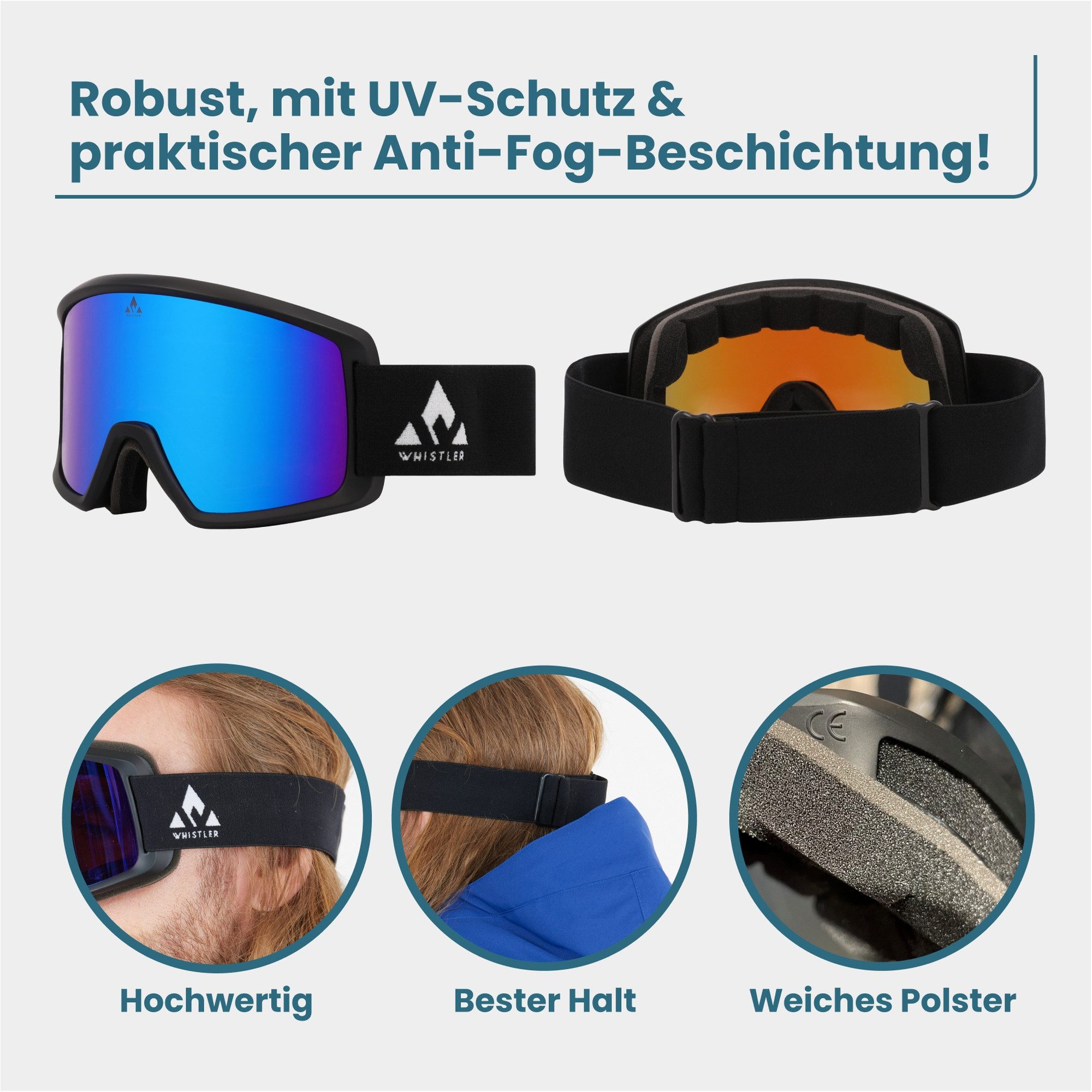 WHISTLER Skibrille WS5150 OTG, mit praktischer Anti-Beschlag-Funktion