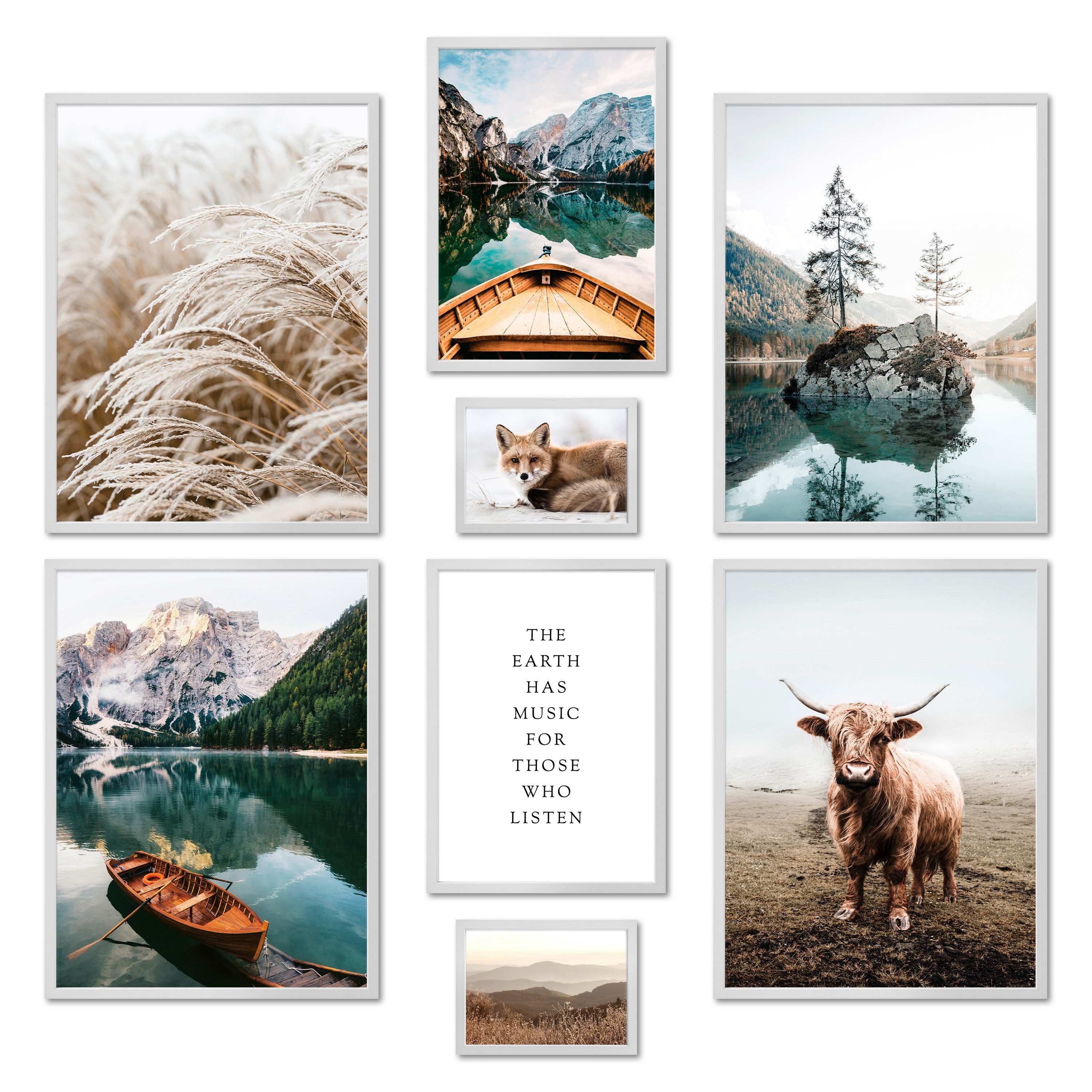Bilder-Collage Poster Set - BEAUTIFUL EARTH I Natur Petrol See Berge I Deko