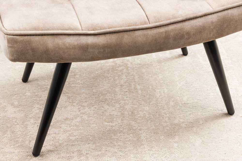 riess-ambiente Fußhocker SCANDINAVIA champagner beige / schwarz (Einzelartikel, 1 St), Wohnzimmer · Samt · Metall · Scandinavian Design – Bild 4 von 5