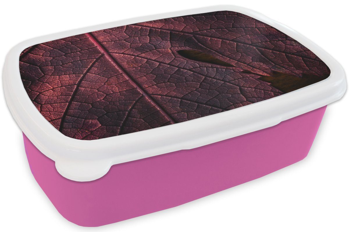 MuchoWow Lunchbox Abstrakt - Rot Kinder, rosa für Kunststoff Pflanze, - Brotdose Mädchen, Snackbox, Kunststoff, Brotbox (2-tlg), - Erwachsene, Blätter