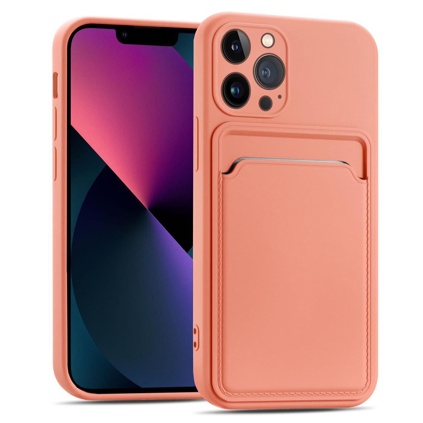 CoolGadget Handyhülle Schutzhülle mit Kartenfach für Apple iPhone 13 Pro Max 6,7 Zoll, Silikon Case Slim TPU Cover Tasche mit Aufbewahrung EC Karte Ausweis