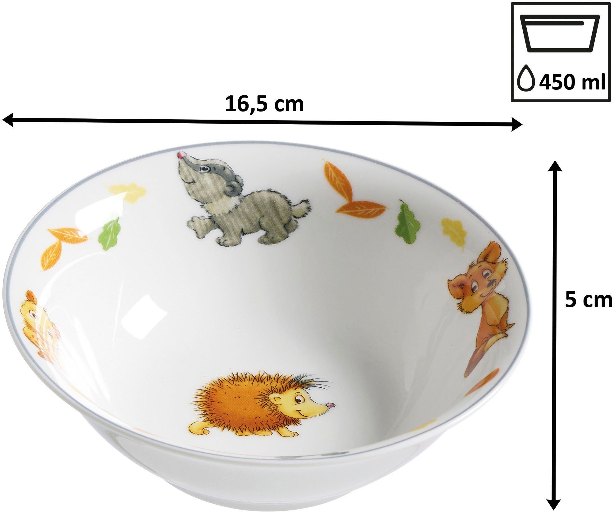 Ritzenhoff & Breker Kindergeschirr-Set Waldtiere (10-tlg), 1 Personen, Edelstahl, Glas, Porzellan, mit Besteck und Trinkgläsern – Bild 4 von 5