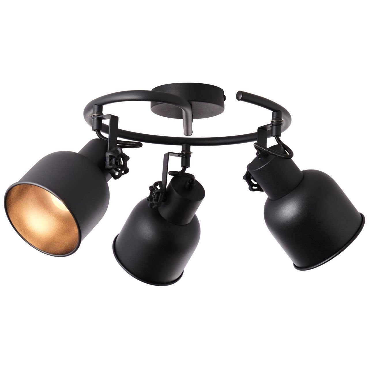 schwarz, Brilliant 3x Spotspirale Rolet 18W,T Lampe, D45, Rolet, sand Deckenleuchte Metall, 3flg E14,