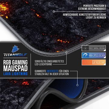 Titanwolf Gaming Mauspad, RGB Mousepad XL, 800 x 300 mm, verbessert Präzision & Geschwindigkeit