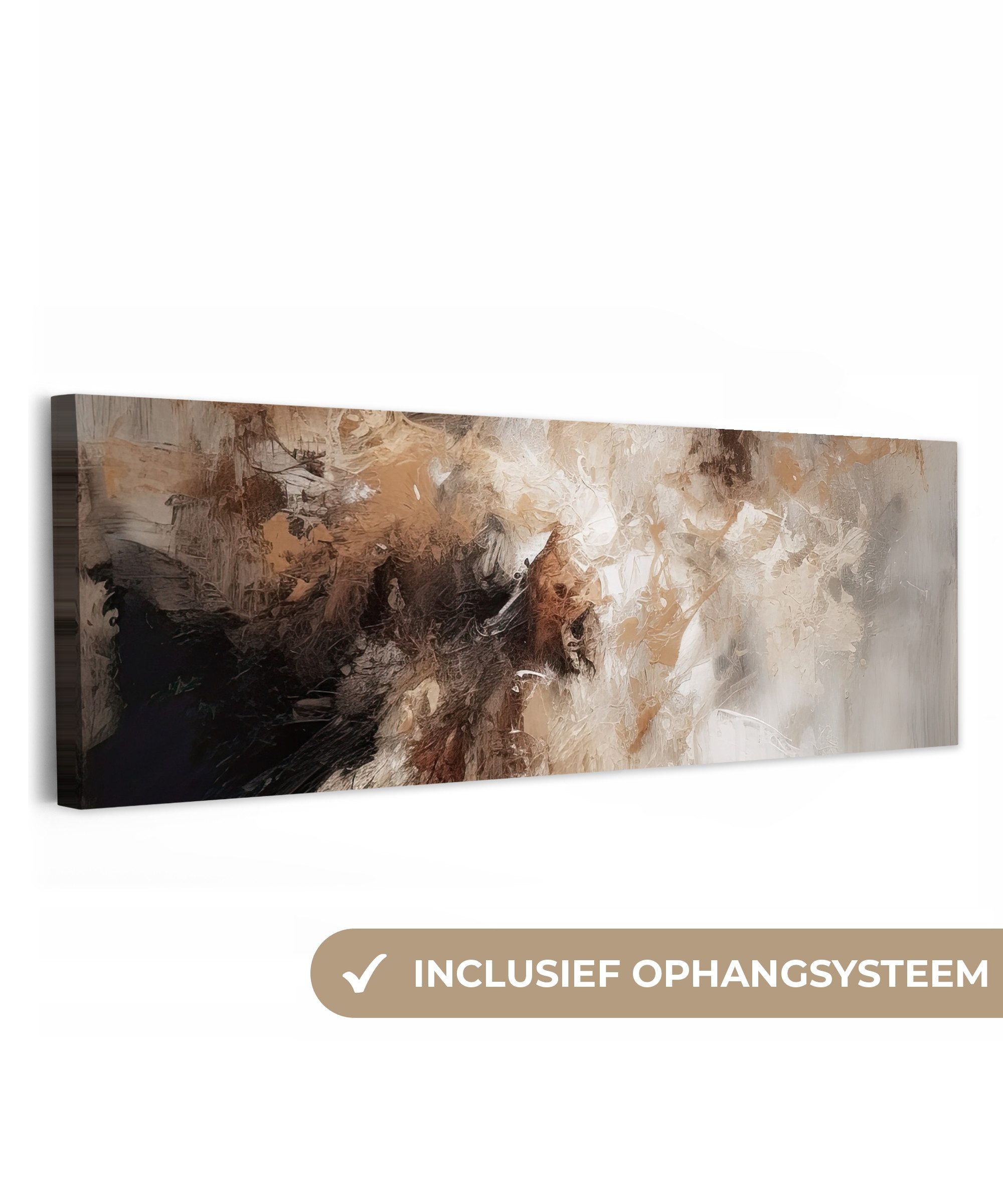 OneMillionCanvasses® Leinwandbild Panorama Farbe - Abstrakt - Beige - Kunst, Fotodruck (1 St), Wandbild, Deko Schlafzimmer Wohnzimmer Flur 60x20 cm