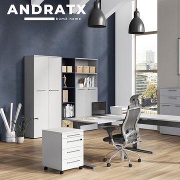 bümö Aktenschrank Andratx Büroschrank mit Flügeltüren - 5 Ordnerhöhen, Dekor: Lichtgrau