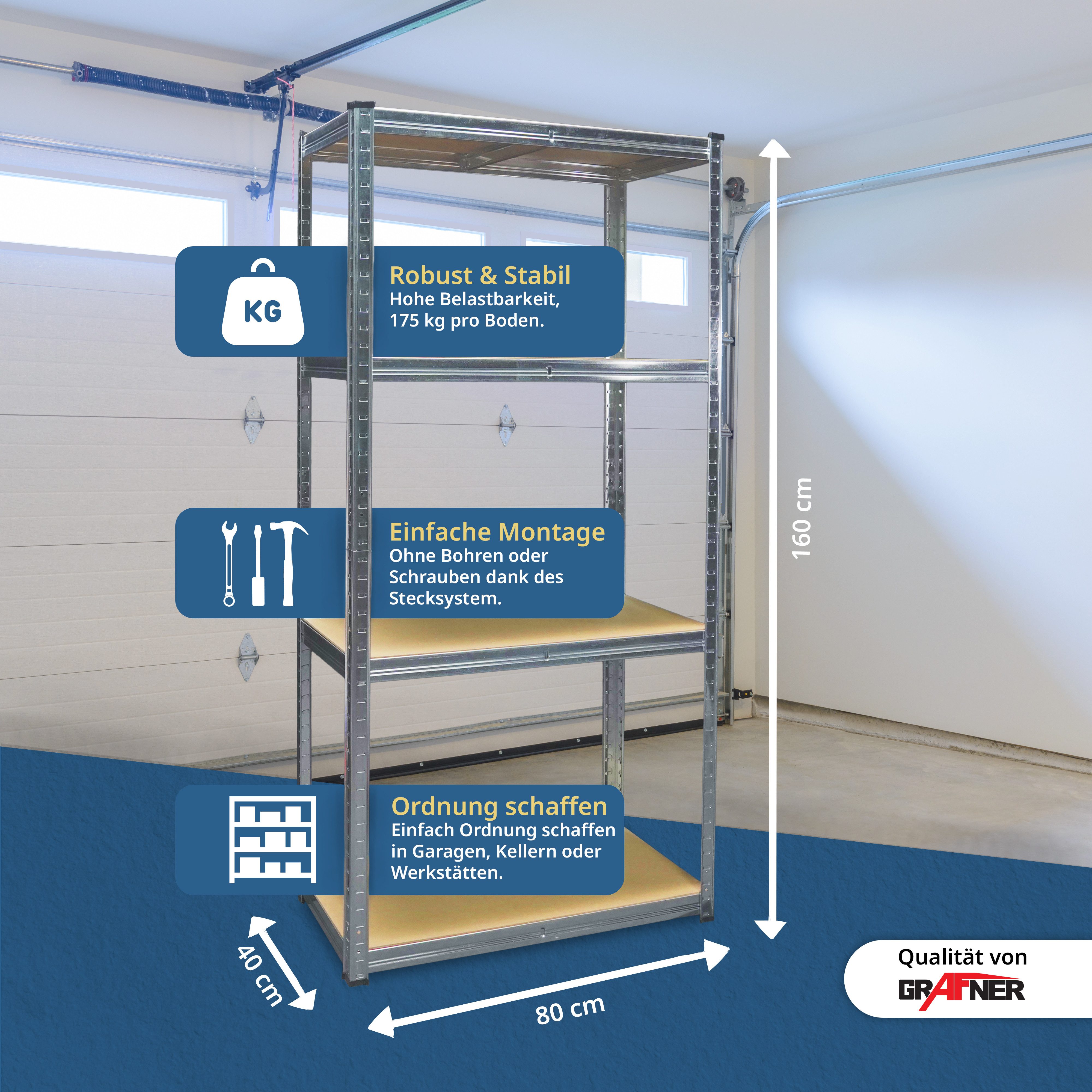 Grafner Schwerlastregal Schwerlastregal Lagerregal 2er Set Regal 10 Böden