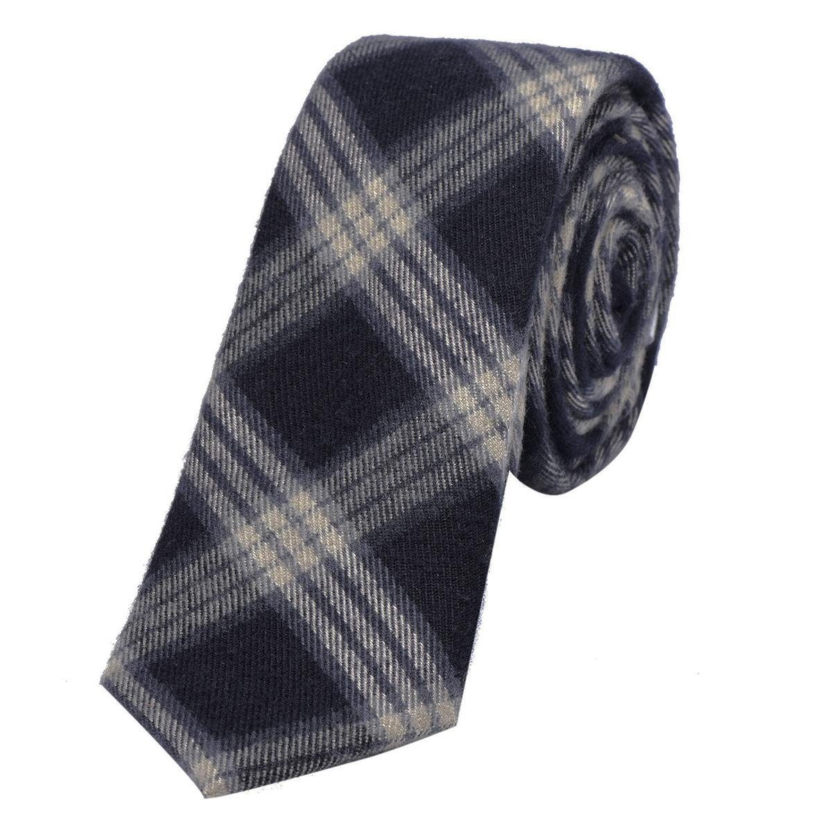 DonDon Krawatte Herren Krawatte 6 cm einfarbig kariert und gepunkt (Packung, 1-St., 1x Krawatte) Baumwolle, verschiedene Muster, für Büro oder festliche Veranstaltungen dunkelblau-creme kariert