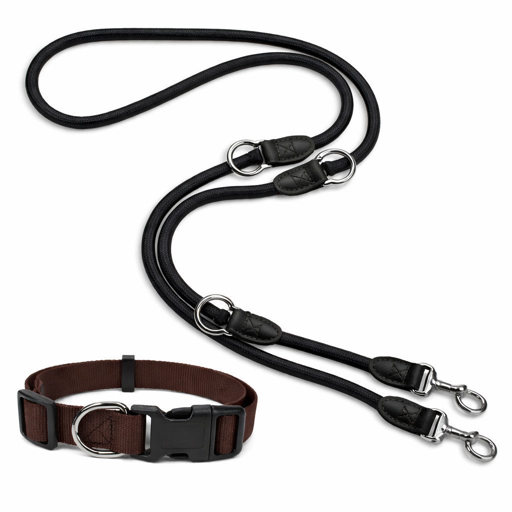 Illes-Laedchen Hunde-Halsband Hundehalsband mit Leine im Set viele Größen und Farben in top Qualität