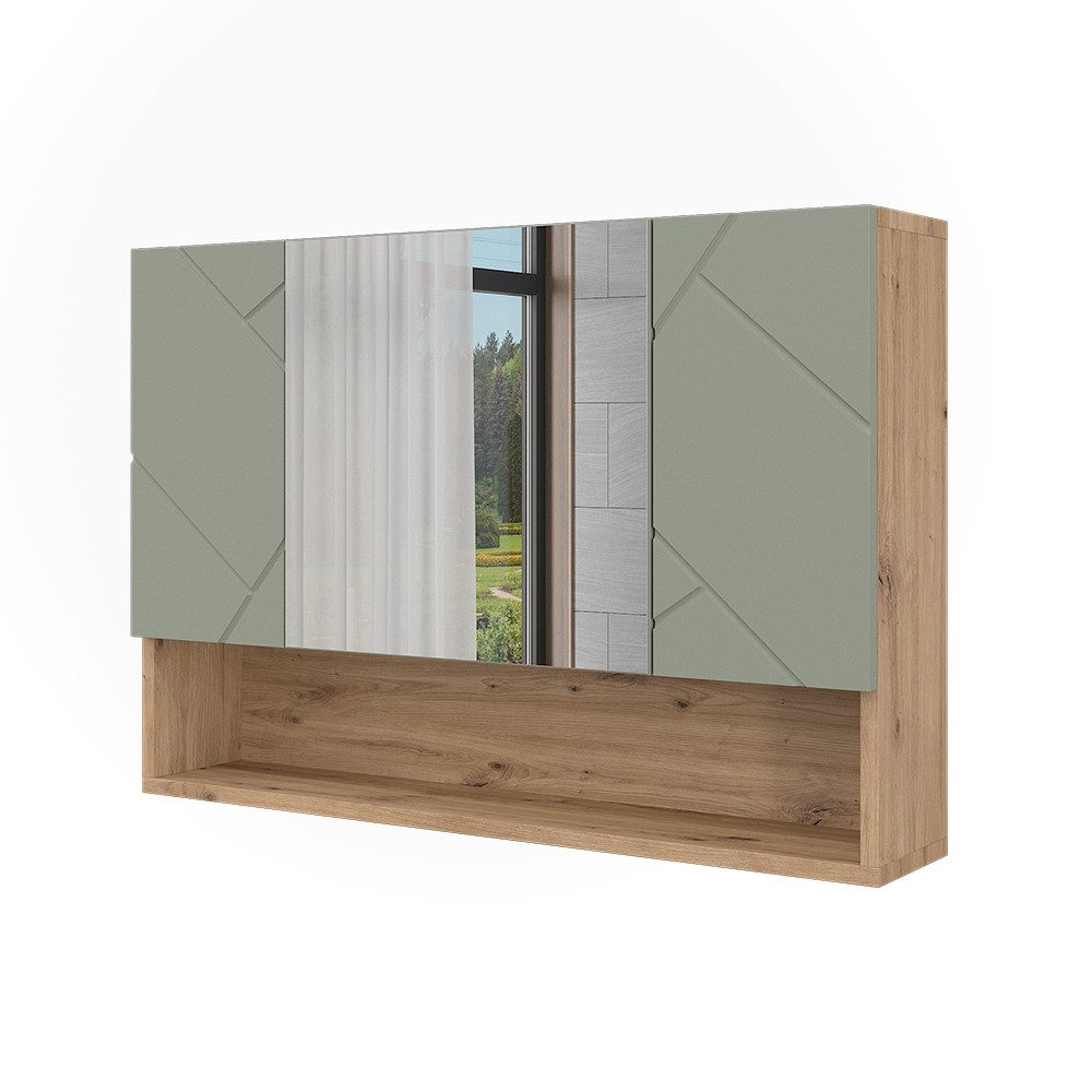 Vicco Badezimmerspiegelschrank Irma, Salbeigrün/Artisan, 80.1 x 55 cm (1-St)