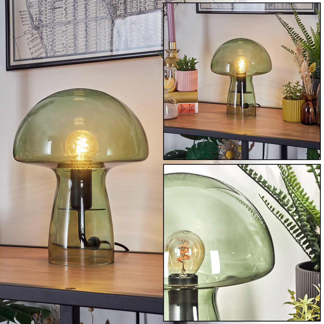 hofstein Tischleuchte Tischlampe aus Metall/Glas in günstig online kaufen