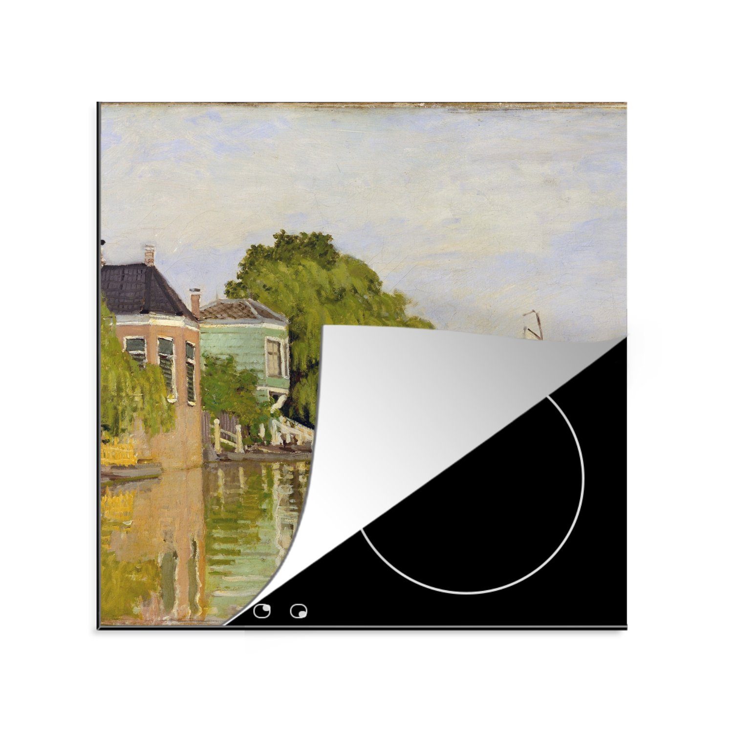 Claude für den küche 78x78 an Ceranfeldabdeckung, Monet, Achterzaan von Ufern Arbeitsplatte MuchoWow (1 Häuser Gemälde cm, tlg), Herdblende-/Abdeckplatte - Vinyl, des