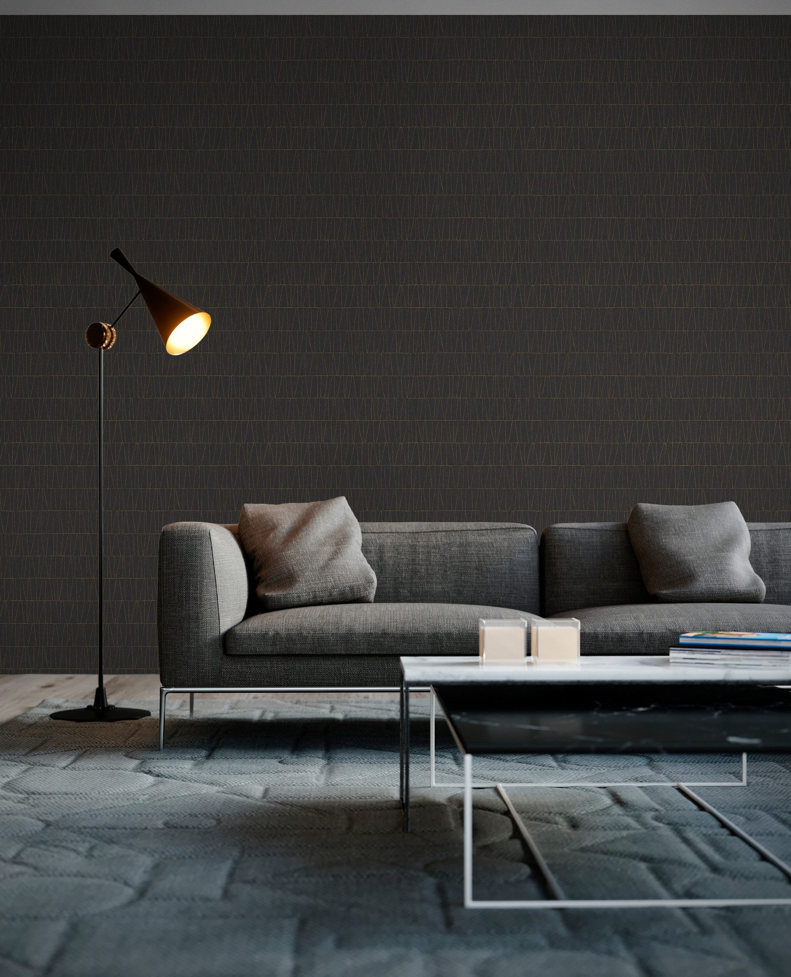 A.S. Création Vliestapete Jade 2 Grafik-Tapete Mustertapete Metallic-Effekt Dreiecke, strukturiert, glänzend, (1 St), Vliestapete geometrisch für Schlafzimmer Küche Wohnzimmer Grafik Flur